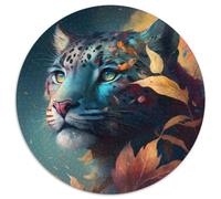 Puzzle 1000 pièces pour Adultes, Motif léopard Fantastique, Rond, 1000 pièces, Cadeau pour Hommes et Femmes, idéal pour Tous Les Jours et Occasions spéciales, 67,5 x 67,5 cm