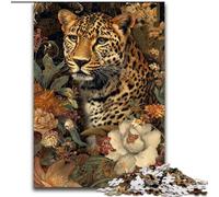 Puzzle 1000 pièces pour Adultes, Motif léopard Floral, activité familiale, Cadeau Unique pour Les fêtes et Les Anniversaires, 50x75cm