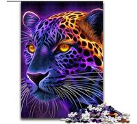 Puzzle 1000 pièces pour Adultes, Motif léopard néon, en Bois, Jeu interactif Familial, Cadeau Stimulant pour Les Cerveaux (Taille 50x75cm)
