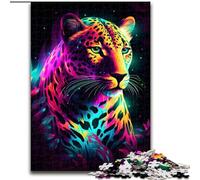 Puzzle 1000 pièces pour Adultes, Motif léopard néon, en Carton, Taille 26x38cm, Jeu de réflexion pour Adolescents, pour Les fêtes