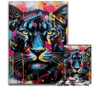Puzzle 1000 pièces pour Adultes, Motif léopard Noir, Puzzle en Bois, Casse-tête Haute difficulté pour Adolescents, 50x75cm / 19,68x29,52 Pouces