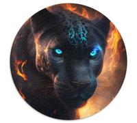 Puzzle 1000 pièces pour Adultes, Motif léopard Noir, Rond, 1000 pièces, Cadeau pour Hommes et Femmes, idéal pour Tous Les Jours et Occasions spéciales, 67,5 x 67,5 cm