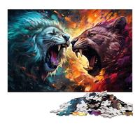 Puzzle 1000 pièces pour Adultes Motif Lion à Deux têtes coloré et Fantastique découpé avec précision Cadeau pour Adolescents de 14 Ans et Plus 1000 pièces (75 x 50 cm)