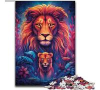 Puzzle 1000 pièces pour Adultes, Motif Lion coloré en Bois, idéal comme Cadeau de Noël, Halloween, Pâques et Nouvel an(50x75cm)