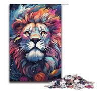 Puzzle 1000 pièces pour Adultes Motif Lion des neiges psychédélique coloré Jeu éducatif en Bois Jouet de défi 1000 pièces (38 x 26 cm)