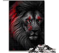 Puzzle 1000 pièces pour Adultes, Motif Lion Noir Sauvage et en colère, en Bois, Cadeau pour Hommes et Femmes, idéal pour Les Occasions Quotidiennes et spéciales, 1000 pièces(50x75cm)