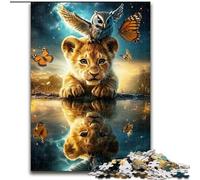 Puzzle 1000 pièces pour Adultes, Motif lionceau, réflexion, Puzzle pour Adultes, décoration d'intérieur, Jeu de réflexion pour Adolescents (Taille 26x38cm)