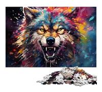 Puzzle 1000 pièces pour Adultes Motif Loup coloré décoration Murale pour Les Adolescents de 14 Ans et Plus 1000 pièces (75 x 50 cm)