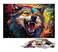 Puzzle 1000 pièces pour Adultes Motif Loup en colère coloré Puzzle en Bois Jouet éducatif 1000 pièces (75 x 50 cm)