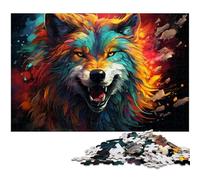 Puzzle 1000 pièces pour Adultes Motif Loup Fantastique et coloré Puzzle Impossible pour Adolescents de 14 Ans et Plus 1000 pièces (75 x 50 cm)