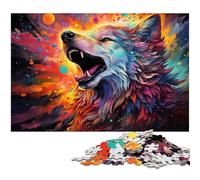 Puzzle 1000 pièces pour Adultes Motif Loup Gris coloré Jeux éducatifs Cadeaux de Noël et d'anniversaire pour Adolescents de 14 Ans et Plus 1000 pièces (75 x 50 cm)