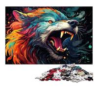Puzzle 1000 pièces pour Adultes Motif Loup Gris Fantaisie découpe de précision Cadeau pour Adolescents de 14 Ans et Plus 1000 pièces (75 x 50 cm)