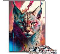 Puzzle 1000 pièces pour Adultes, Motif Lynx en Bois, pour Une Interaction familiale et Un défi cérébral, 1000 pièces(50x75cm)