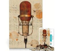 Puzzle 1000 pièces pour Adultes,Motif Microphone Vintage,Jeu de mémoire Amusant,pièces Robustes et aux découpes nettes,Cadeau Unique pour soulager Le Stress (38x52cm)