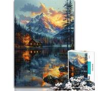 Puzzle 1000 pièces pour Adultes, Motif Montagne enneigée d'automne, Anti-Stress, défi Difficile, renforce l'amour Entre Couples, 50x75cm