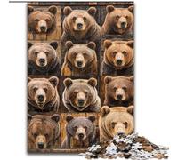 Puzzle 1000 pièces pour Adultes, Motif Ours Brun, idéal pour Noël, Halloween, la fête des mères, Le Nouvel an, Pâques (Taille 50x75cm)