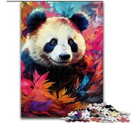 Puzzle 1000 pièces pour Adultes, Motif Panda coloré, en Bois, Niveau débutant, idéal pour Les Anniversaires et Les fêtes (Taille 38x26cm)