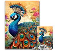 Puzzle 1000 pièces pour Adultes, Motif Paon coloré, en Bois, idéal pour décorer et stimuler Le Cerveau, 50x75cm / 19,68x29,52 Pouces