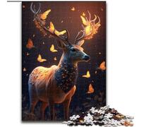 Puzzle 1000 pièces pour Adultes, Motif Papillons et Cerfs fantastiques, Un Art créatif Stimulant pour Les passionnés, Un pour se détendre (Taille : 50x75cm)