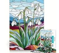 Puzzle 1000 pièces pour Adultes, Motif Perce-Neige en vitrail, Assemblage Parfait, Jeu de réflexion Artistique, Cadeau, Jeu Lent, décoration Murale de Noël (38x52cm)
