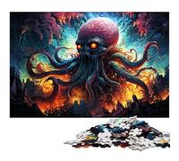 Puzzle 1000 pièces pour Adultes Motif Pieuvre psychédélique coloré Amusant en Famille avec Affiche et fiche de Questions-réponses Assorties (75 x 50 cm)