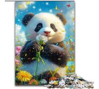 Puzzle 1000 pièces pour Adultes, Motif Pissenlit et Panda, en Bois, idéal pour se détendre, comme Cadeau de Noël ou comme décoration d'intérieur, Taille 50x75cm