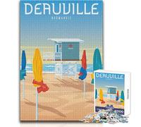 Puzzle 1000 pièces pour Adultes - Motif Plage de Deauville - Jeu intellectuel - Une œuvre d'art - Jouet éducatif - Dimensions 50x75cm