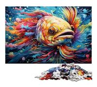 Puzzle 1000 pièces pour Adultes Motif Poisson coloré Amusant en Famille avec Affiche et fiche de Questions réponses Assorties (38 x 26 cm)