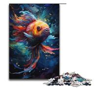 Puzzle 1000 pièces pour Adultes Motif Poisson Rouge psychédélique coloré Jeu éducatif défi Jouet Illustration Cadeau 1000 pièces (38 x 26 cm)