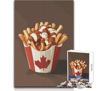 Puzzle 1000 pièces pour Adultes, Motif Poutine et Drapeau Canadien, Jeu éducatif, Course de Vitesse Manuelle, Cadeau d'anniversaire, Dimensions:50x75cm
