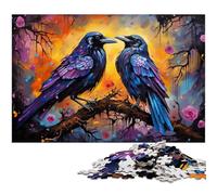 Puzzle 1000 pièces pour Adultes Motif psychédélique coloré de Deux Corbeaux Noirs Difficile idéal comme Cadeau et Jouet pour Adolescents de 14 Ans et Plus 1000 pièces (75 x 50 cm)