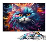 Puzzle 1000 pièces pour Adultes Motif psychédélique coloré de Merveilleux Chat Persan défi éducatif Anti-Stress défi Difficile 1000 pièces (38 x 26 cm)