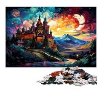 Puzzle 1000 pièces pour Adultes Motif psychédélique coloré du château de Cesky Krumlov œuvre d'art pour Adolescents de 14 Ans et Plus 1000 pièces (75 x 50 cm)