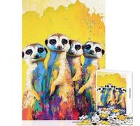 Puzzle 1000 pièces pour Adultes Motif Quatre suricates Jeu Manuel d'analyse et de logique Jouet Anti-Stress pour renforcer Les Liens du Couple (38x52cm)