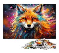 Puzzle 1000 pièces pour Adultes Motif Renard Arctique psychédélique coloré découpe de précision Cadeau pour Adolescents de 14 Ans et Plus 1000 pièces (38 x 26 cm)