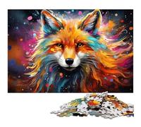 Puzzle 1000 pièces pour Adultes Motif Renard Arctique psychédélique coloré Puzzle Familial Amusant activités à la Maison Cadeau d'anniversaire Cadeaux de Voyage 1000 pièces (75 x 50 cm)