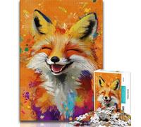 Puzzle 1000 pièces pour Adultes Motif Renard Heureux activité Amusante pour la Maison Jouets pour Les Jours de Pluie Cadeaux d'anniversaire 26x38cm