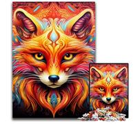 Puzzle 1000 pièces pour Adultes, Motif Renard Jaune, en Bois, idéal pour décorer et stimuler Le Cerveau, 50x75cm / 19,68x29,52 Pouces
