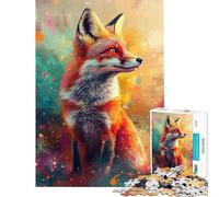 Puzzle 1000 pièces pour Adultes Motif Renard Vibrant Jeu Stimulant Jouet Familial Anti-Stress (Dimensions 38x52cm)