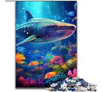 Puzzle 1000 pièces pour Adultes, Motif Requin-Baleine coloré en Bois, idéal pour décorer ou Offrir en Cadeau d'anniversaire, Jouet éducatif pour Adolescents, décoration de Bureau à Domicile, 50x75cm
