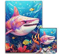Puzzle 1000 pièces pour Adultes, Motif Requin Mignon, Puzzle en Carton pour Adultes, activités Amusantes à la Maison, Cadeau d'anniversaire, Cadeau de Voyage 26x38cm/10,23x14,96 Pouces