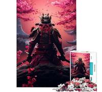 Puzzle 1000 pièces pour Adultes Motif samouraï Ninja et Fleurs Roses Jeu Relaxant et éducatif pour Un Père Noël Secret décoration Parfaite (Dimensions 38x26cm)