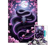 Puzzle 1000 pièces pour Adultes Motif Serpent lumière et Fleurs Jeu de détente pour Adolescents Une œuvre d'art Unique Cadeau d'anniversaire Original (75x50cm)
