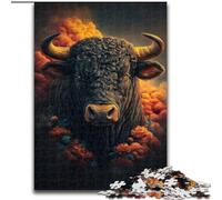 Puzzle 1000 pièces pour Adultes, Motif Taureau Fleuri, Jeu Familial créatif et décoration d'intérieur, Cadeau de Noël idéal pour Les Adolescents (Taille 26x38cm)