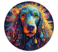 Puzzle 1000 pièces pour Adultes, Motif Teckel psychédélique, Rond, en Papier, Jeu interactif Familial, Cadeau Artisanal avec Illustrations colorées (67,5 x 67,5 cm)