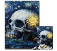 Puzzle 1000 pièces pour Adultes, Motif tête de Mort, Ciel Nocturne, en Bois, Jeux éducatifs, pour renforcer l'amour Entre Couples, à partir de 14 Ans, 50x75cm