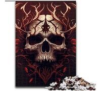 Puzzle 1000 pièces pour Adultes, Motif tête de Mort et Fleurs, en Bois, pour Une Interaction familiale et Un défi cérébral, 1000 pièces(50x75cm)
