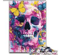 Puzzle 1000 pièces pour Adultes, Motif tête de Mort et Papillon, en Bois, pour Une Interaction familiale et Un défi cérébral, Taille 50x75cm