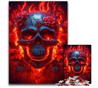 Puzzle 1000 pièces pour Adultes, Motif tête de Mort et Roses, idéal pour Les Amoureux, idéal pour Noël, Le Nouvel an ou la Saint-Valentin, 26x38cm/10,23x14,96 Pouces