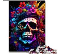 Puzzle 1000 pièces pour Adultes, Motif tête de Mort Fantastique, idéal pour Les Amoureux, idéal pour Noël, Le Nouvel an ou la Saint-Valentin (Taille : 26x38cm)